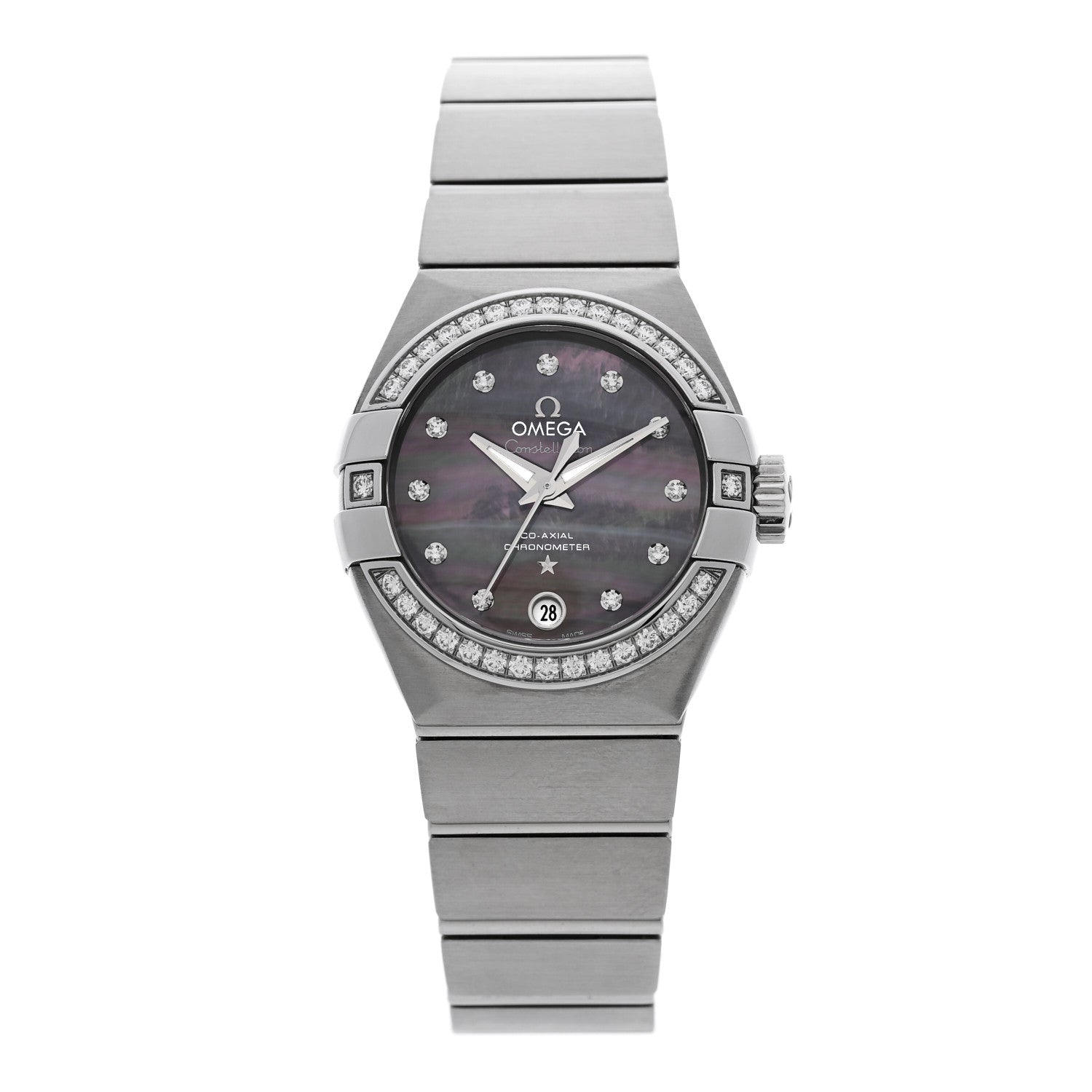 Omega Stainless Steel Diamond Bezel Tahiti Mother of Pearl 27mm Constellation Co-Axial Automatic Watch 123.15.27.20.57.003 1 of 5