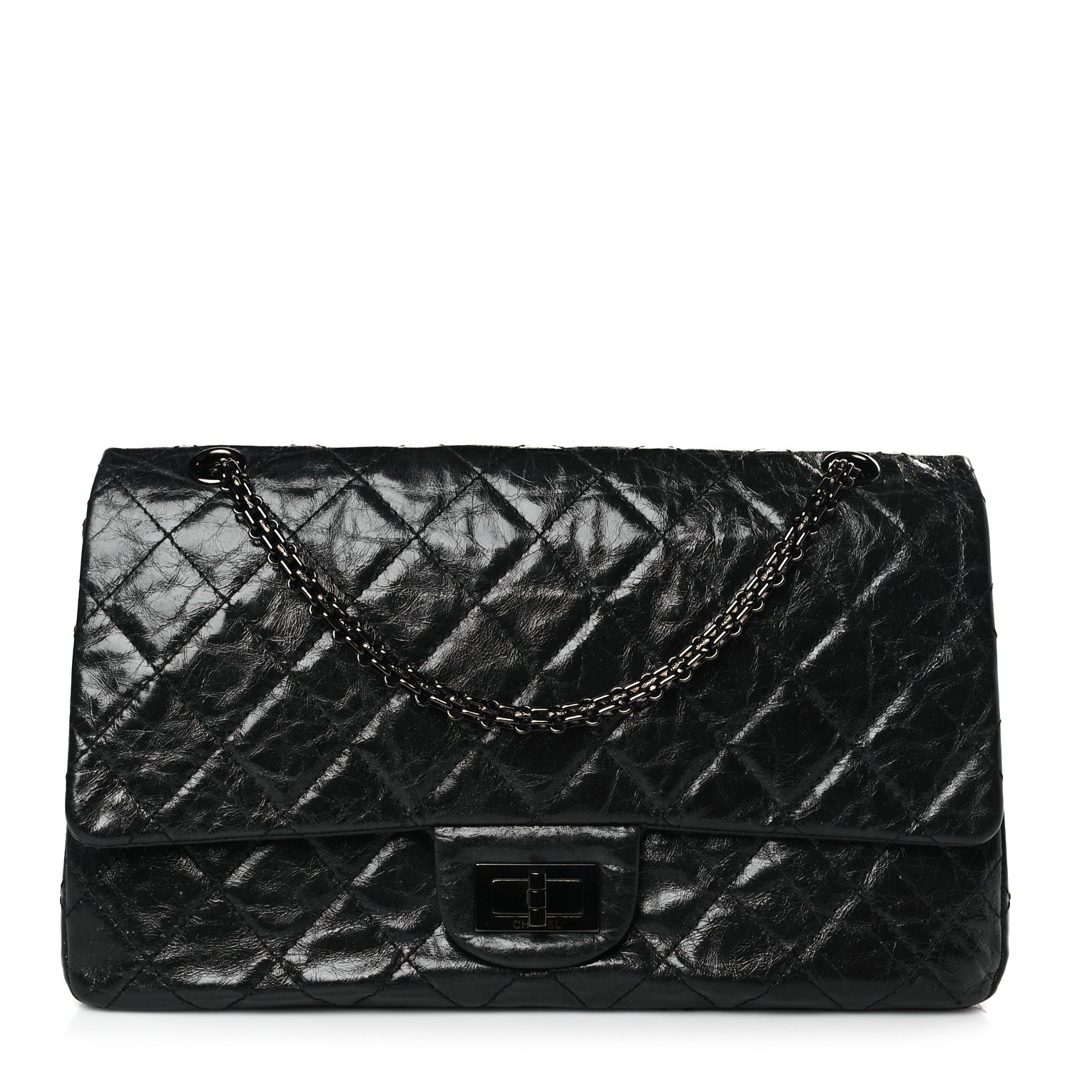 Chanel Glazed Aged Calfskin Quilted 2.55 Reissue 227 Flap So Black 1 of 10