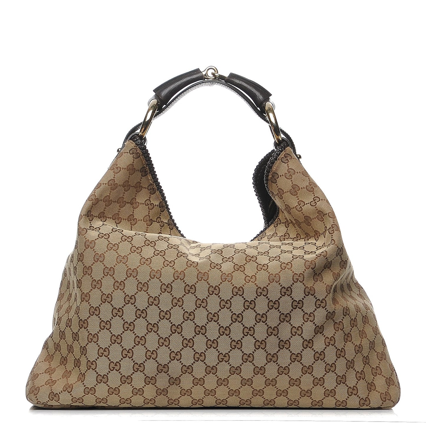 Monogram Large Horsebit Chain Hobo Dark Brown