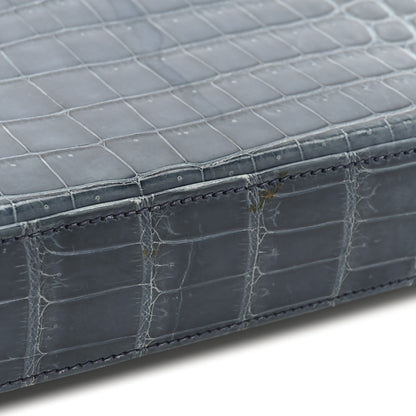 Hermes Shiny Niloticus Crocodile Kelly Elan Pochette Bleu Tempete 14 of 14