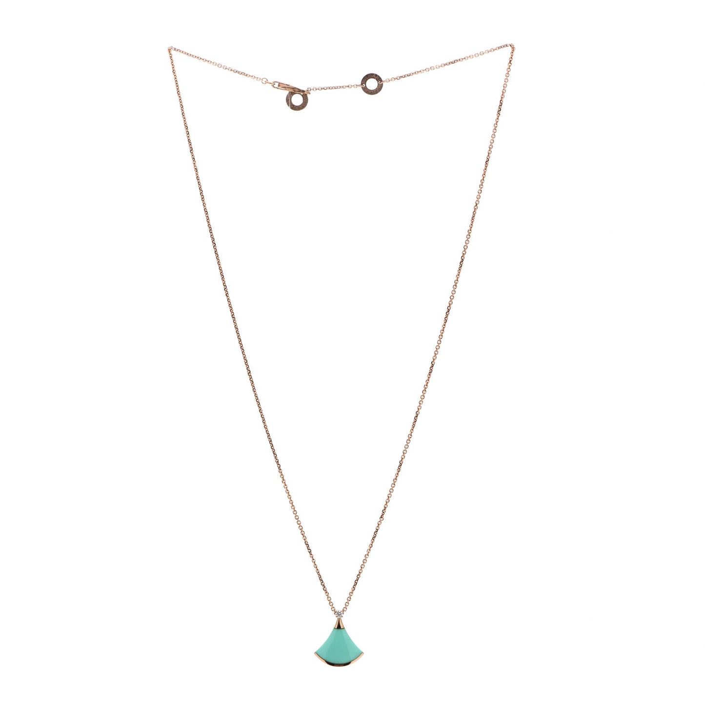 18K Rose Gold Diamond Turquoise Divas' Dream Pendant Necklace