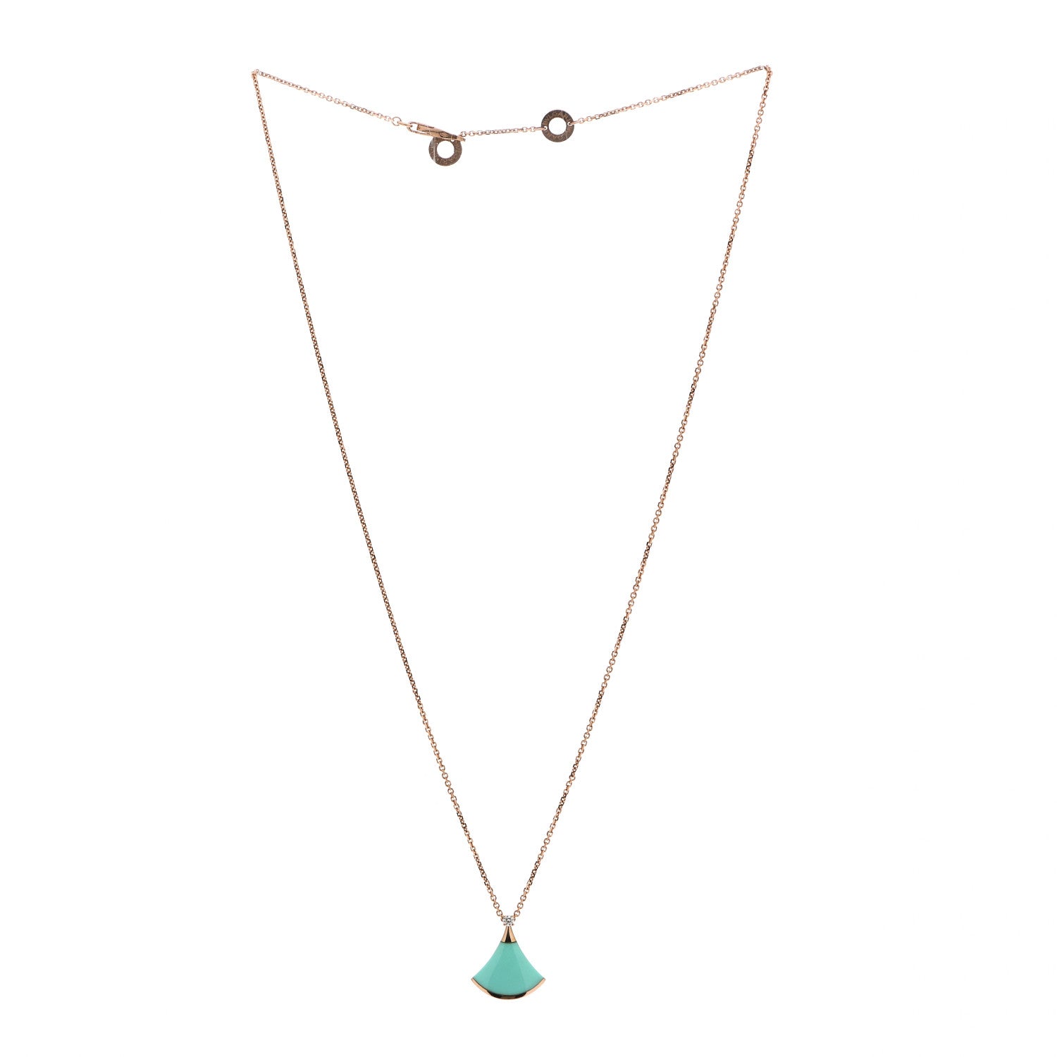 Bulgari 18K Rose Gold Diamond Turquoise Divas' Dream Pendant Necklace 3 of 7