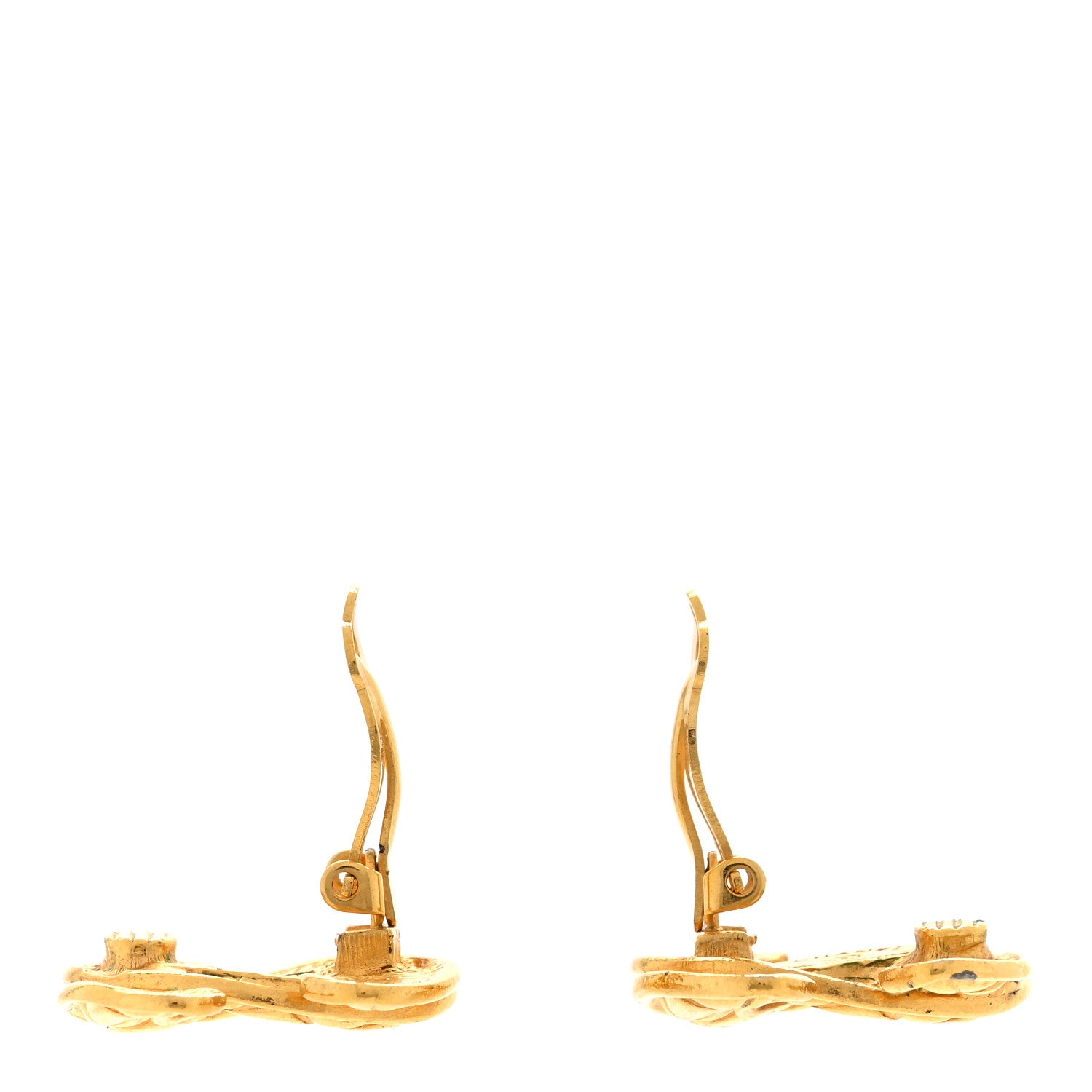 Chanel Quilted CC Clip On Earrings Gold 4 of 4