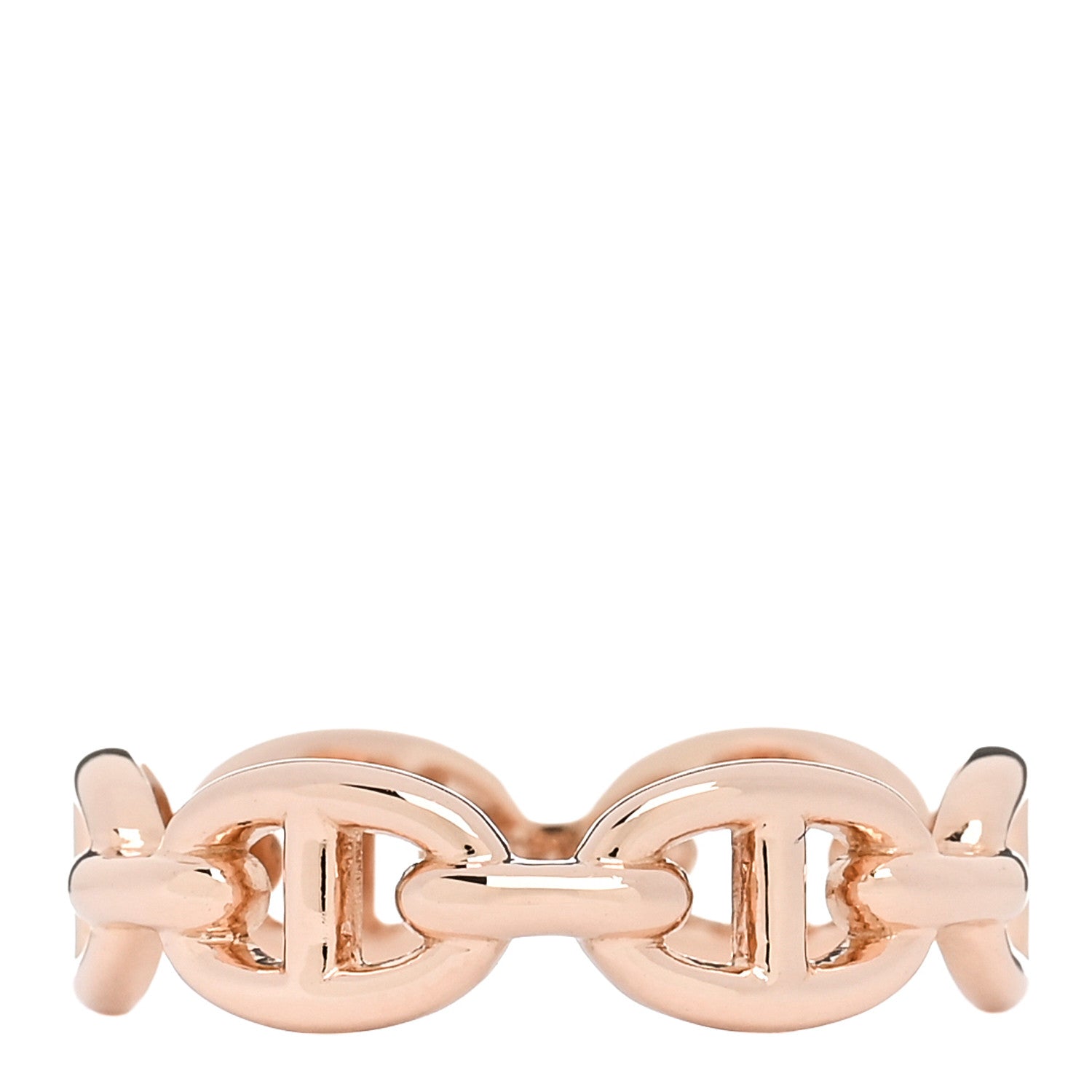 Hermes 18K Rose Gold PM Chaine d'Ancre Enchainee Ring 53 6.5 1 of 7