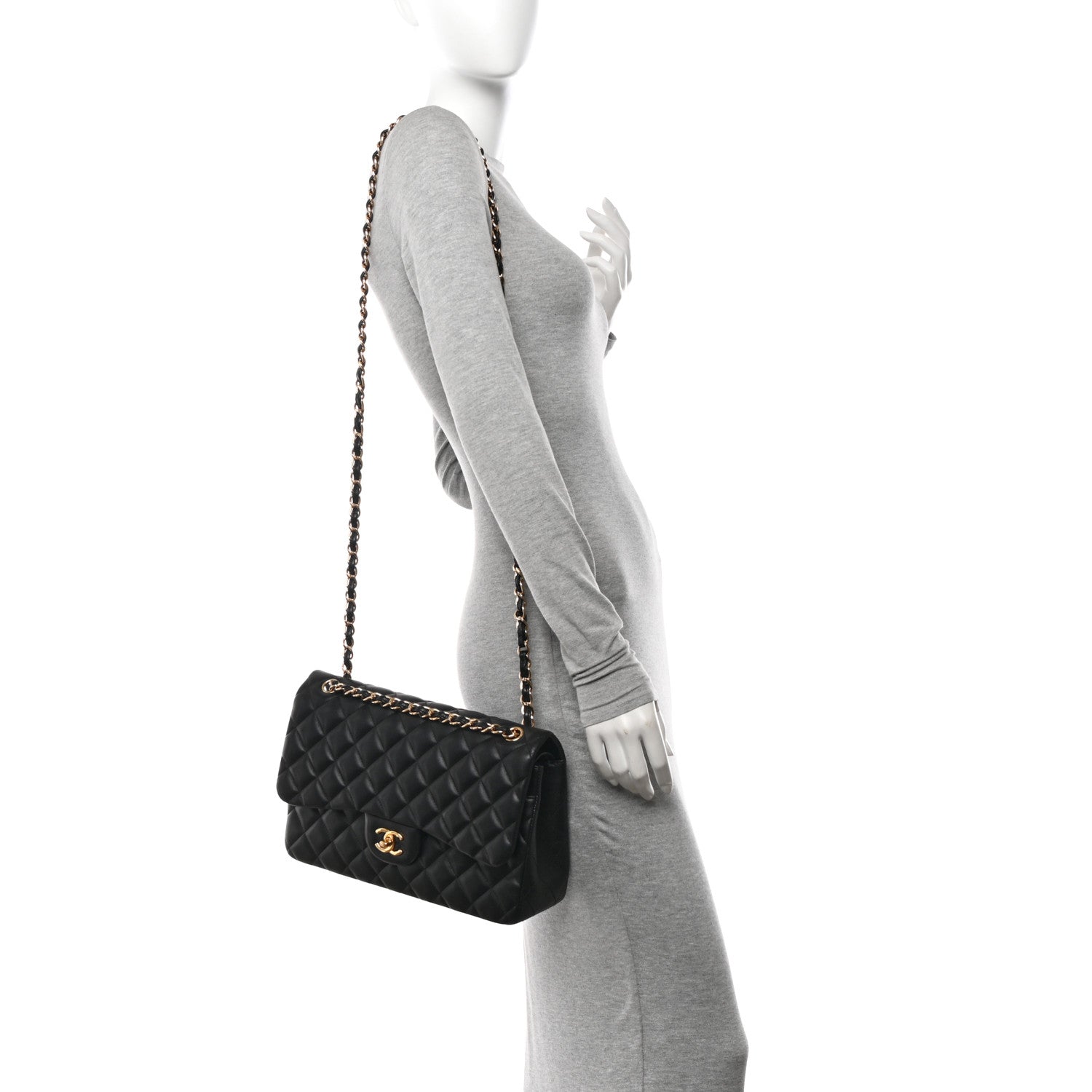 Chanel Lambskin Quilted Jumbo Double Flap Black 3 of 13