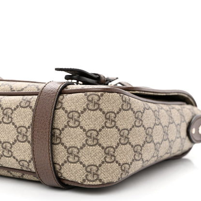 Gucci GG Supreme Monogram Textured Dollar Calfskin Retro Interlocking G Flap Messenger Bag Beige Ebony New Acero 10 of 12