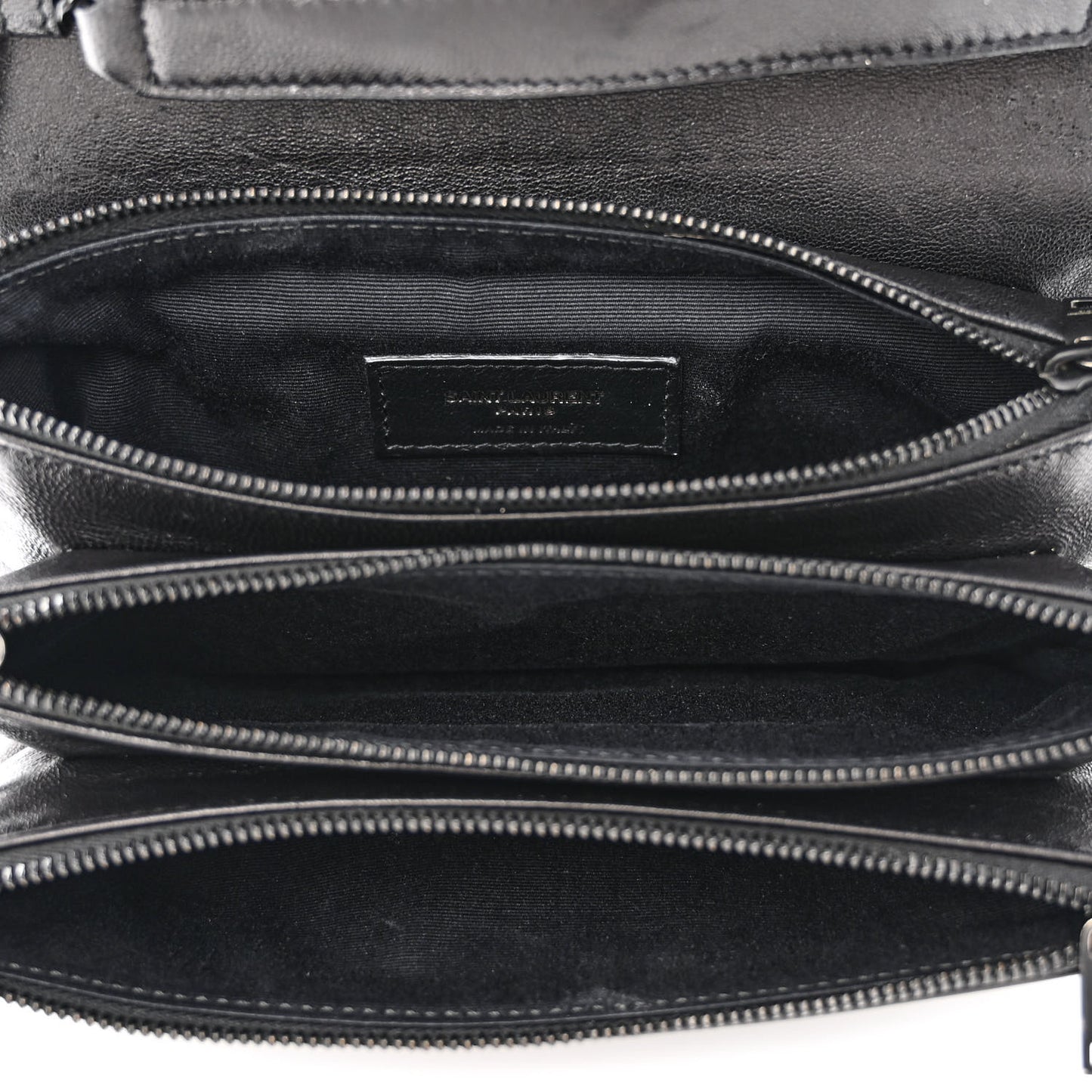 Lambskin Diamond Quilted Monogram Angie Chain Bag Black