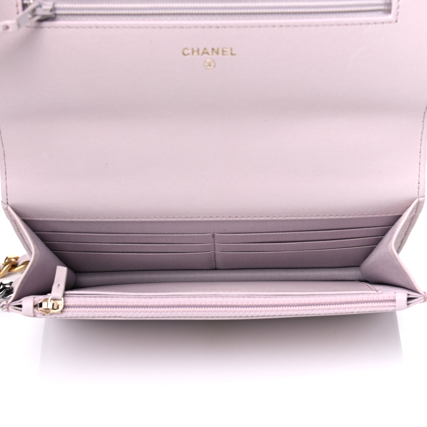 Lambskin Quilted Chanel 19 Wallet On Chain WOC Light Purple