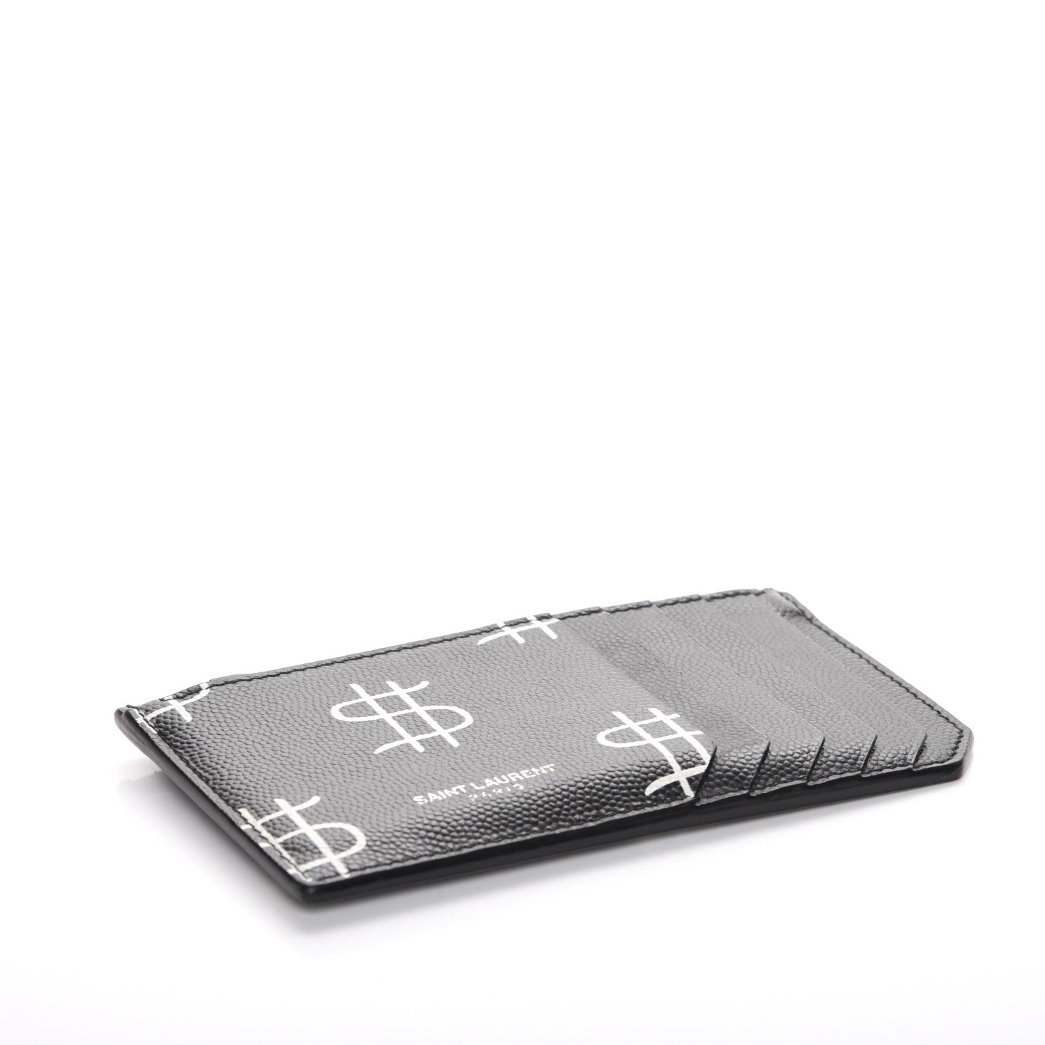 Saint Laurent Grain de Poudre Dollar Print 5 Fragments Zip Pouch Card Holder Black 4 of 8