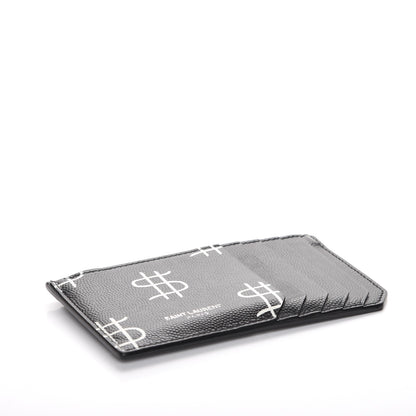 Saint Laurent Grain de Poudre Dollar Print 5 Fragments Zip Pouch Card Holder Black 4 of 8