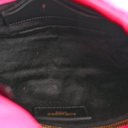 Saint Laurent Boucle Tweed Quilted Toy Loulou Puffer Monogram Chain Satchel Magenta 5 of 13