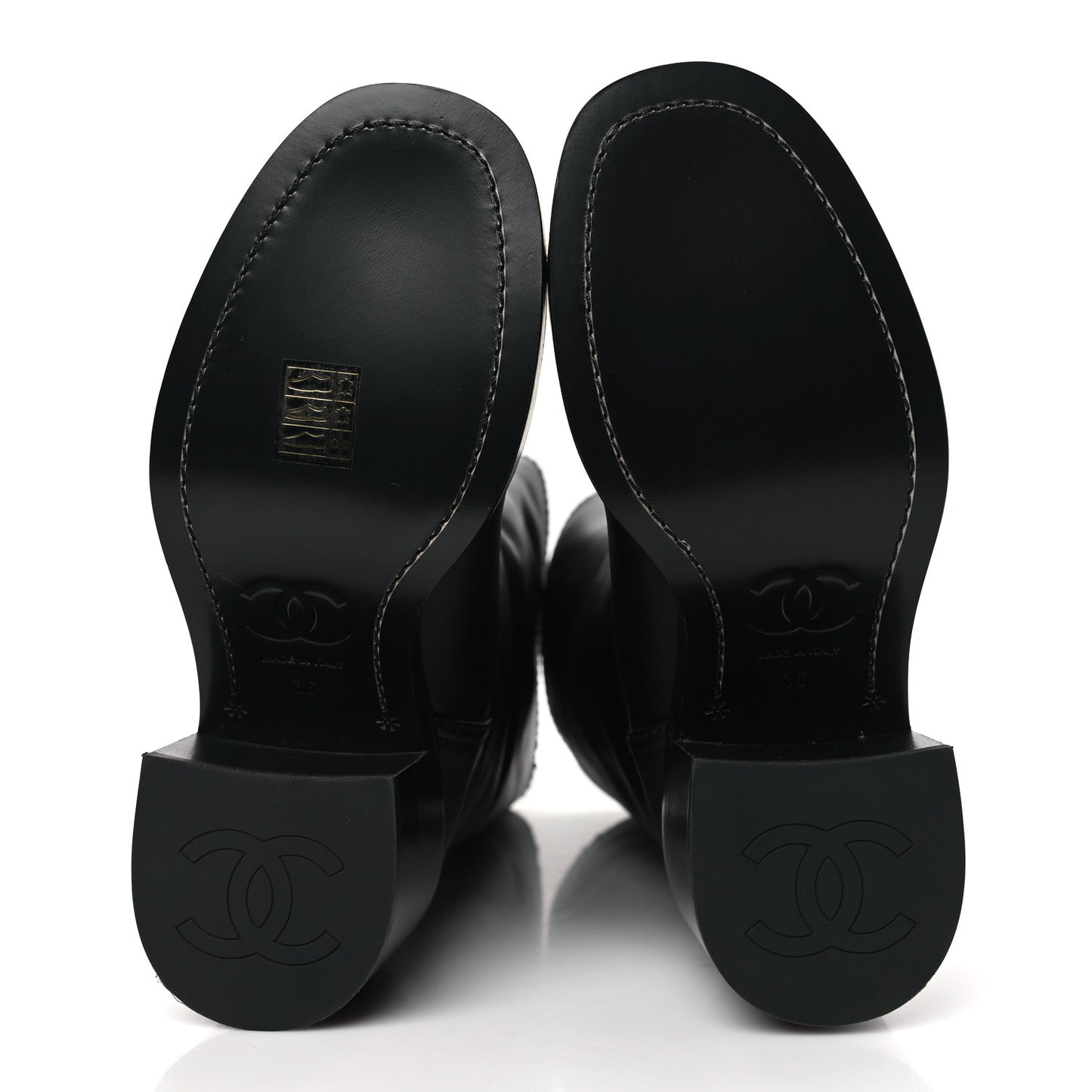 Lambskin CC Logo Calf Boots 36 Black