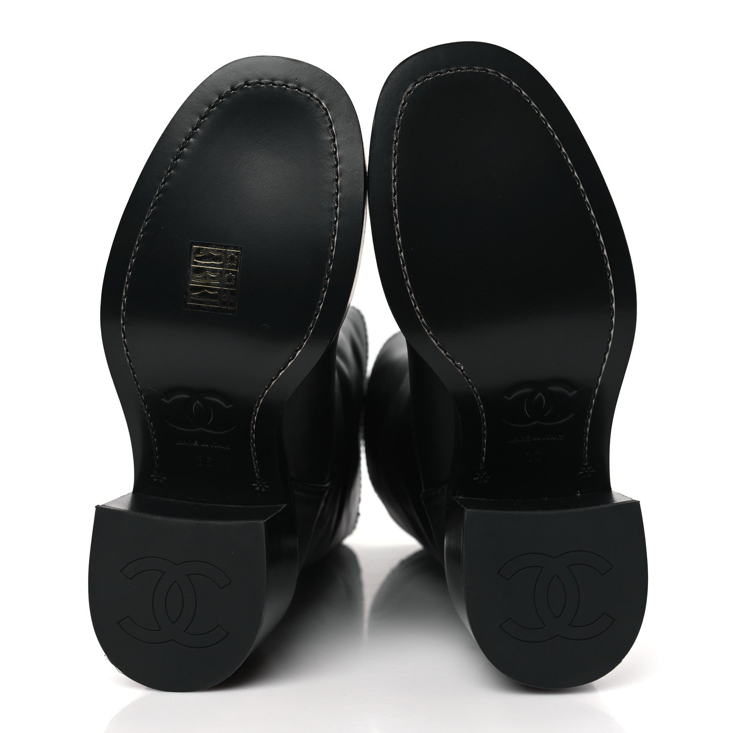Chanel Lambskin CC Logo Calf Boots 36 Black 5 of 8