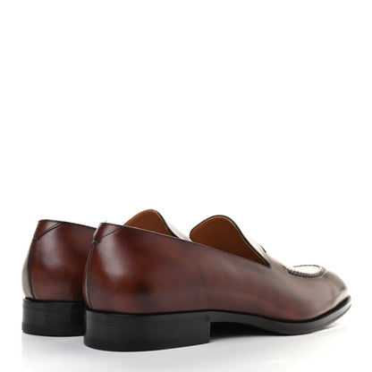 Louis Vuitton Waxed Calfskin Mens Vendome Loafers 9 Brown 4 of 10