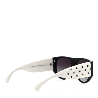 Chanel Acetate Quilted CC Pilot Sunglasses 71465 White Black 4 of 7