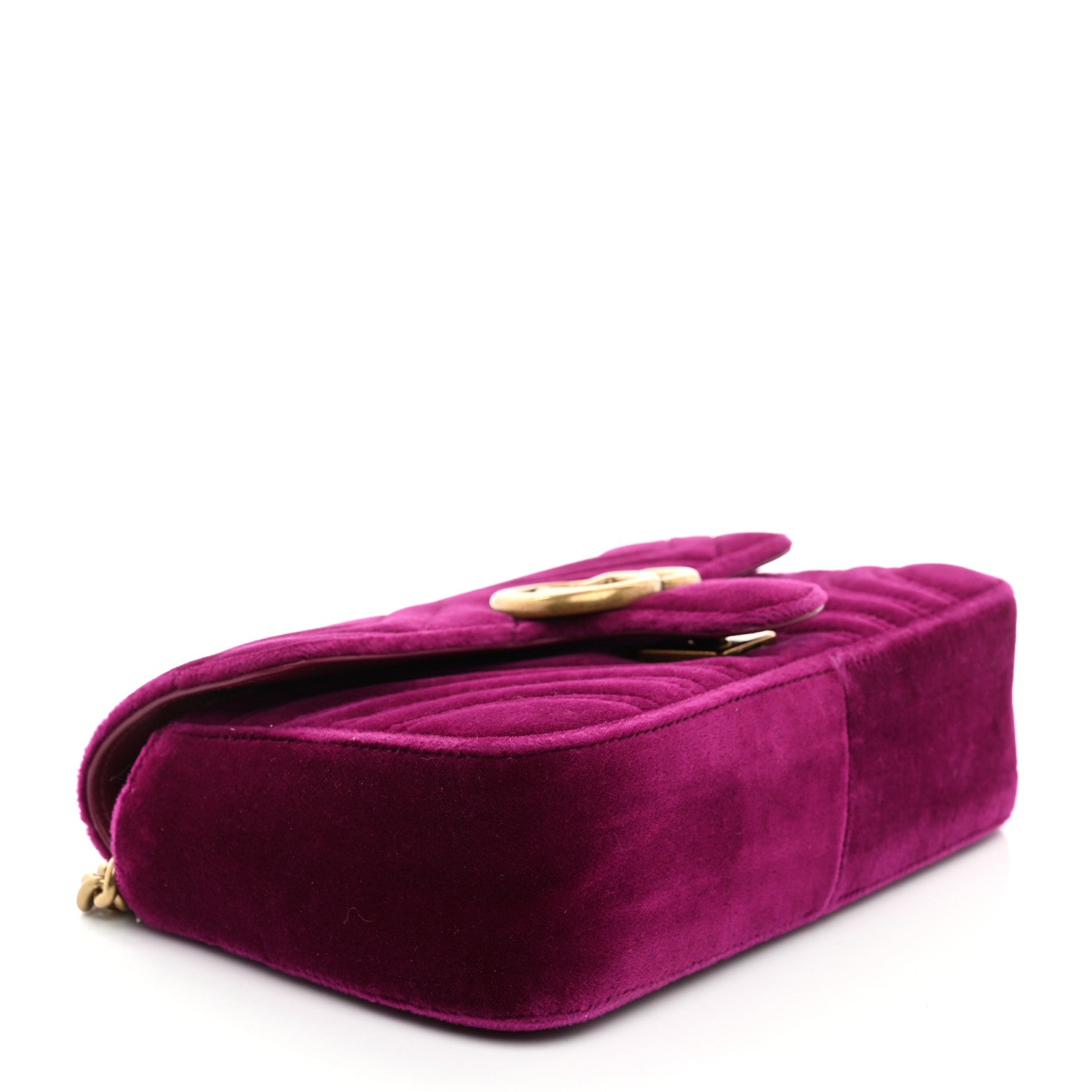 Gucci Velvet Matelasse Mini GG Marmont Shoulder Bag Fuchsia Violet Cyclamen 4 of 10