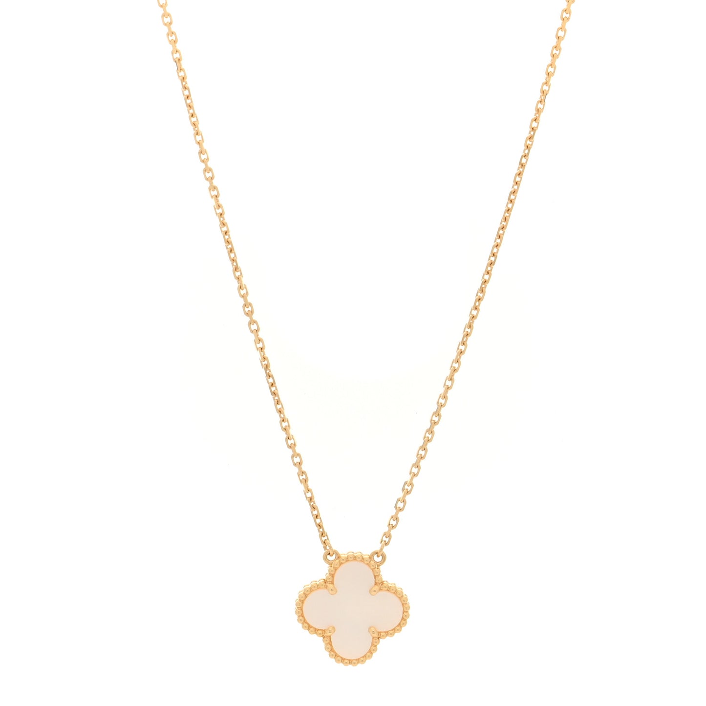 18K Yellow Gold Mother of Pearl Vintage Alhambra Pendant Necklace