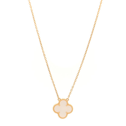 Van Cleef & Arpels 18K Yellow Gold Mother of Pearl Vintage Alhambra Pendant Necklace 1 of 5