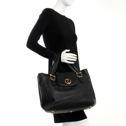 Gucci Pebbled Calfskin Medium 1973 Tote Black 2 of 21