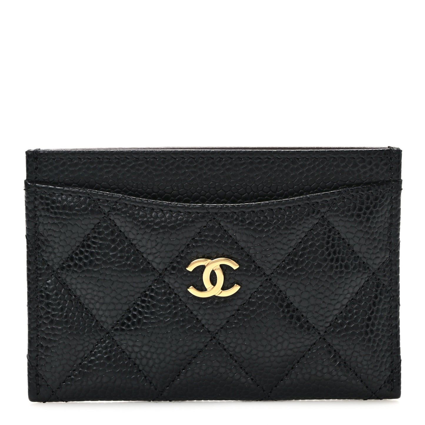 Caviar Quilted Card Holder Black