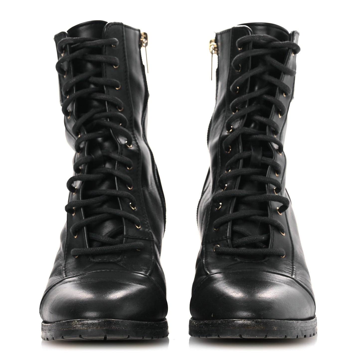 Calfskin Combat Boots 36.5 Black