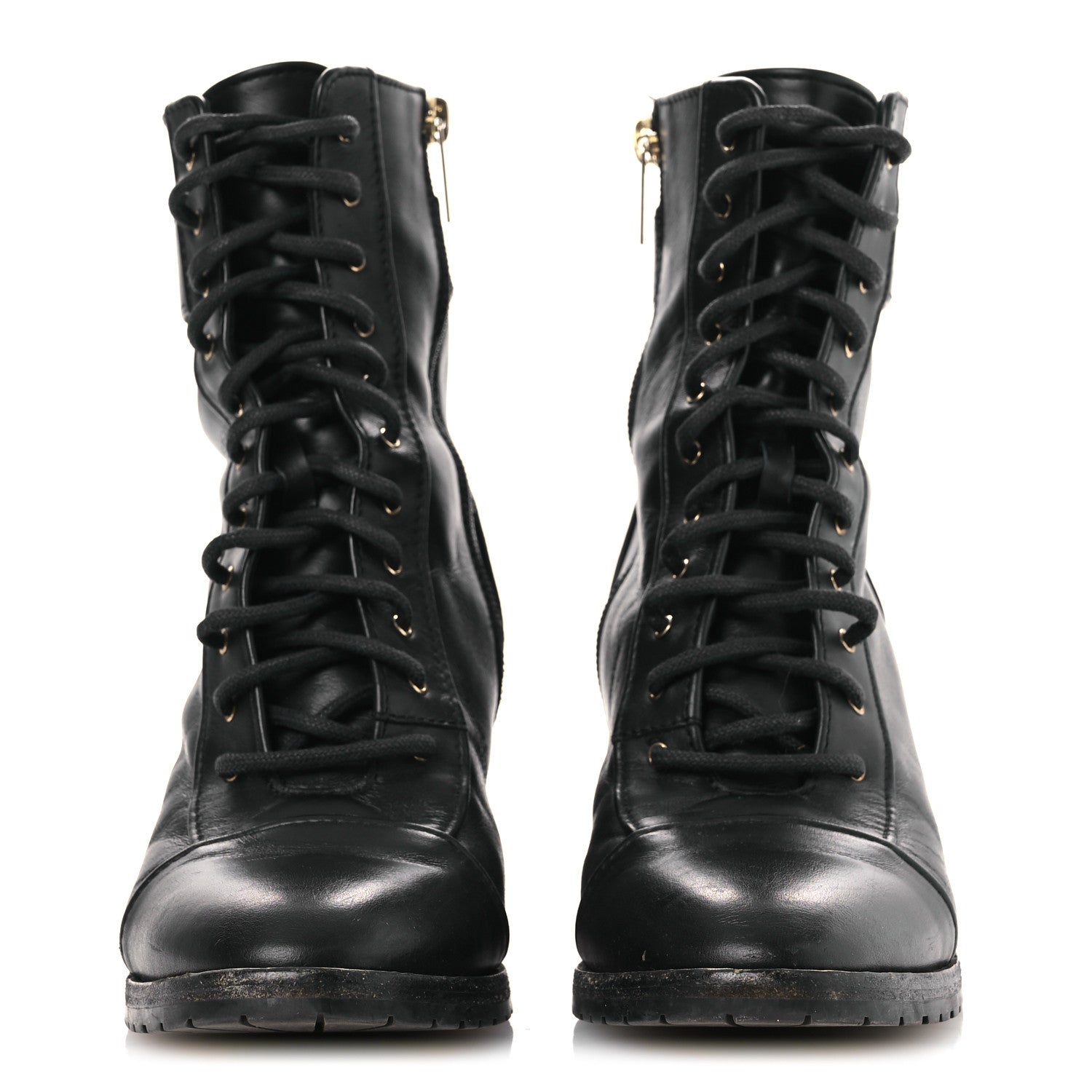 Jimmy Choo Calfskin Combat Boots 36.5 Black 3 of 14