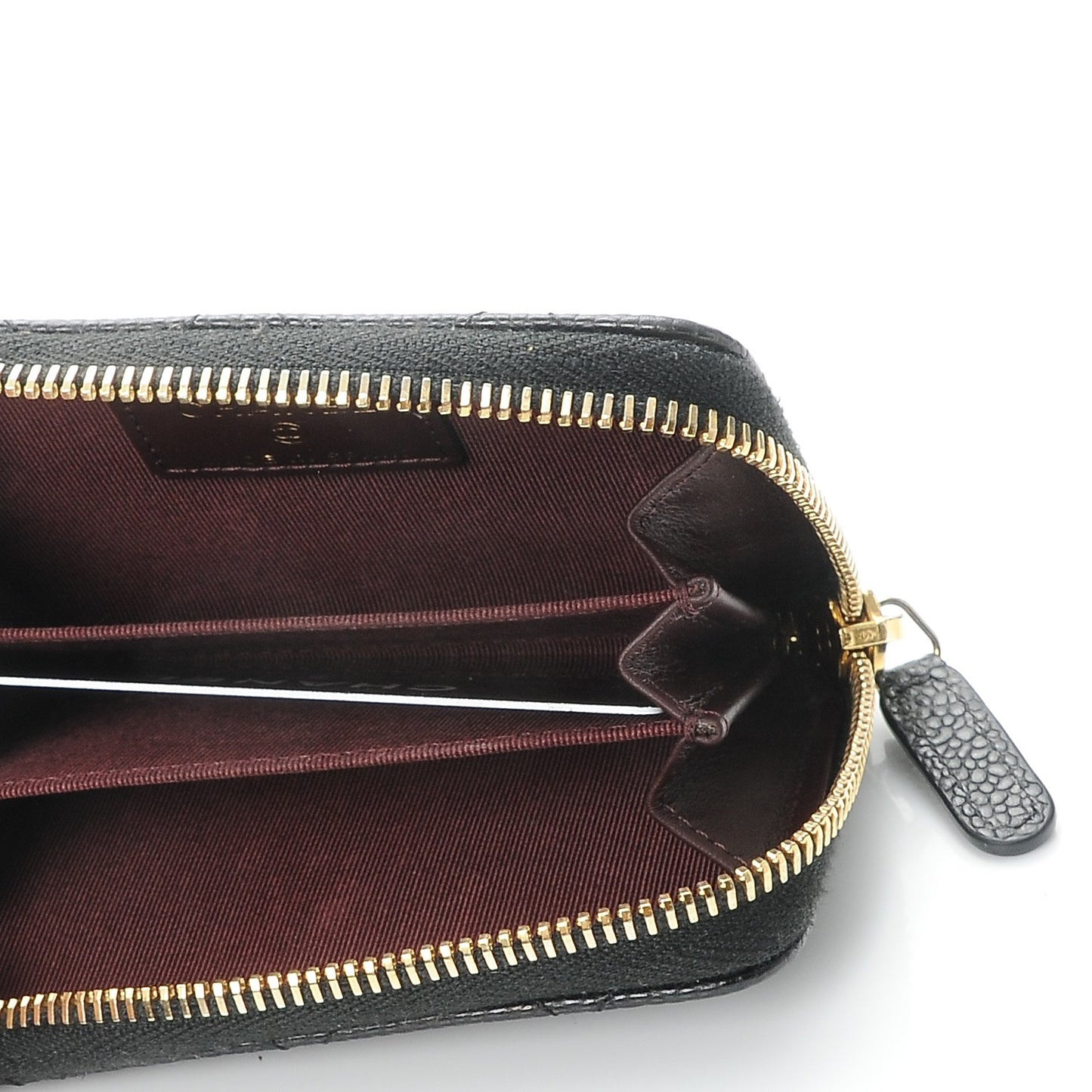 Caviar Quilted Zip Coin Purse Black