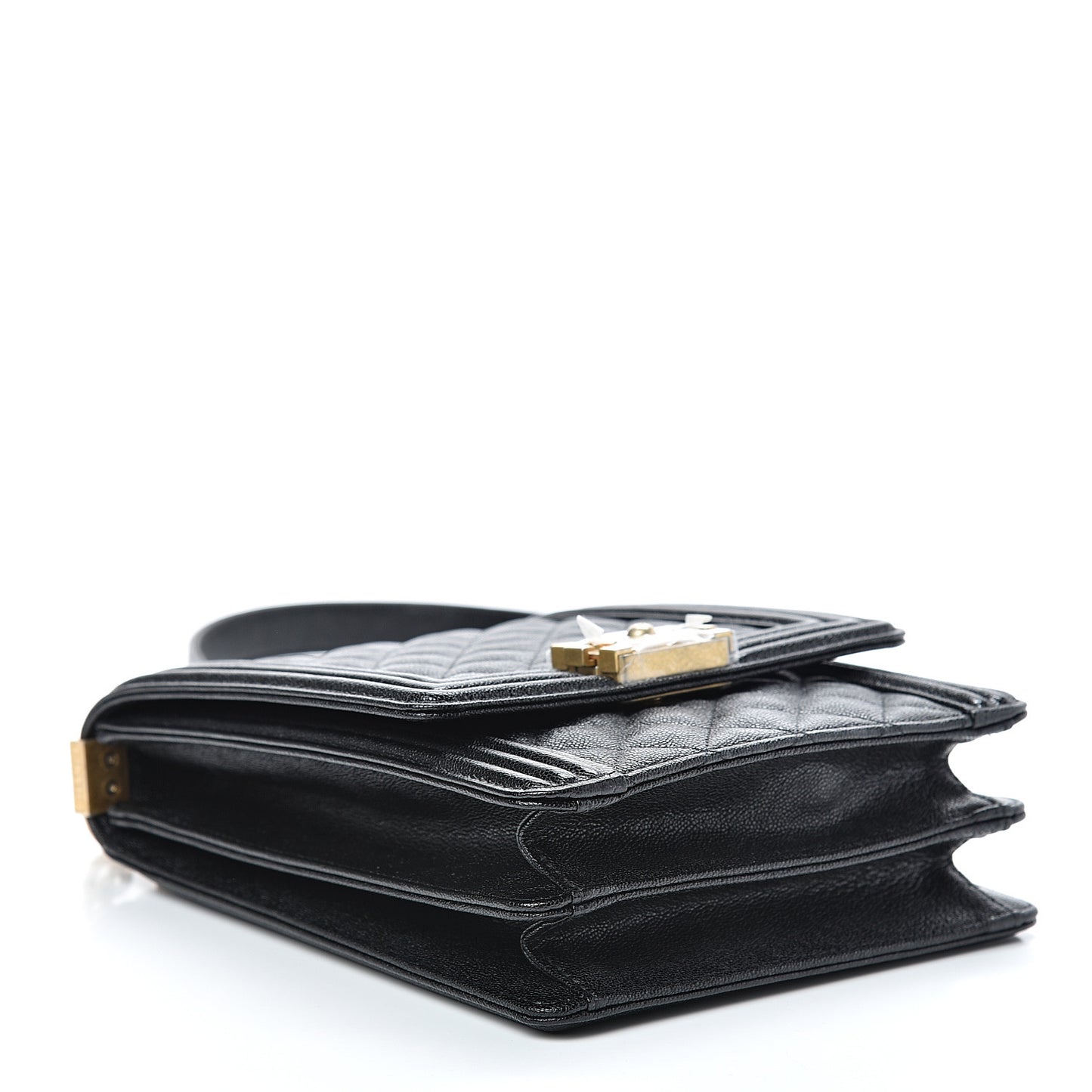 Caviar Quilted North South Boy Flap Black