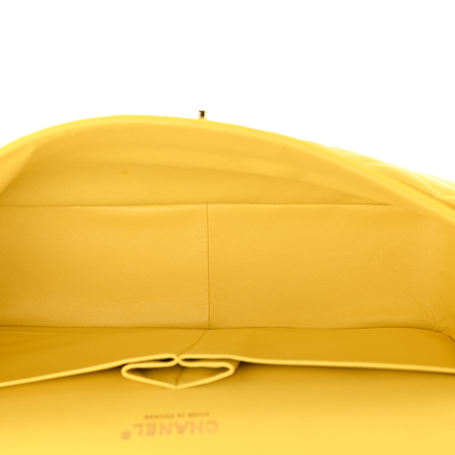 Lambskin Quilted Jumbo Double Flap Yellow