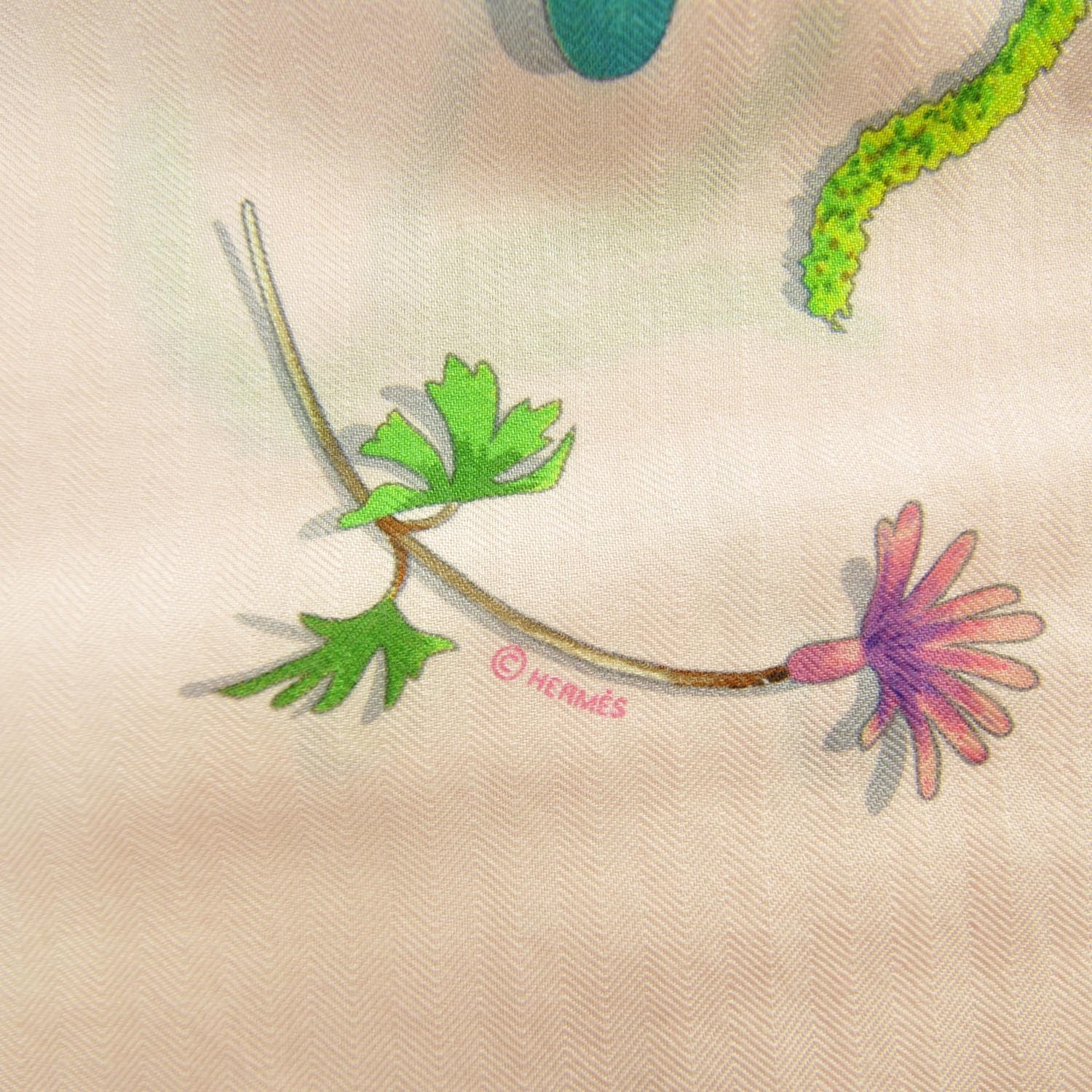 Hermes Cashmere Silk Fleurs et Plumes Shawl 140 6 of 9