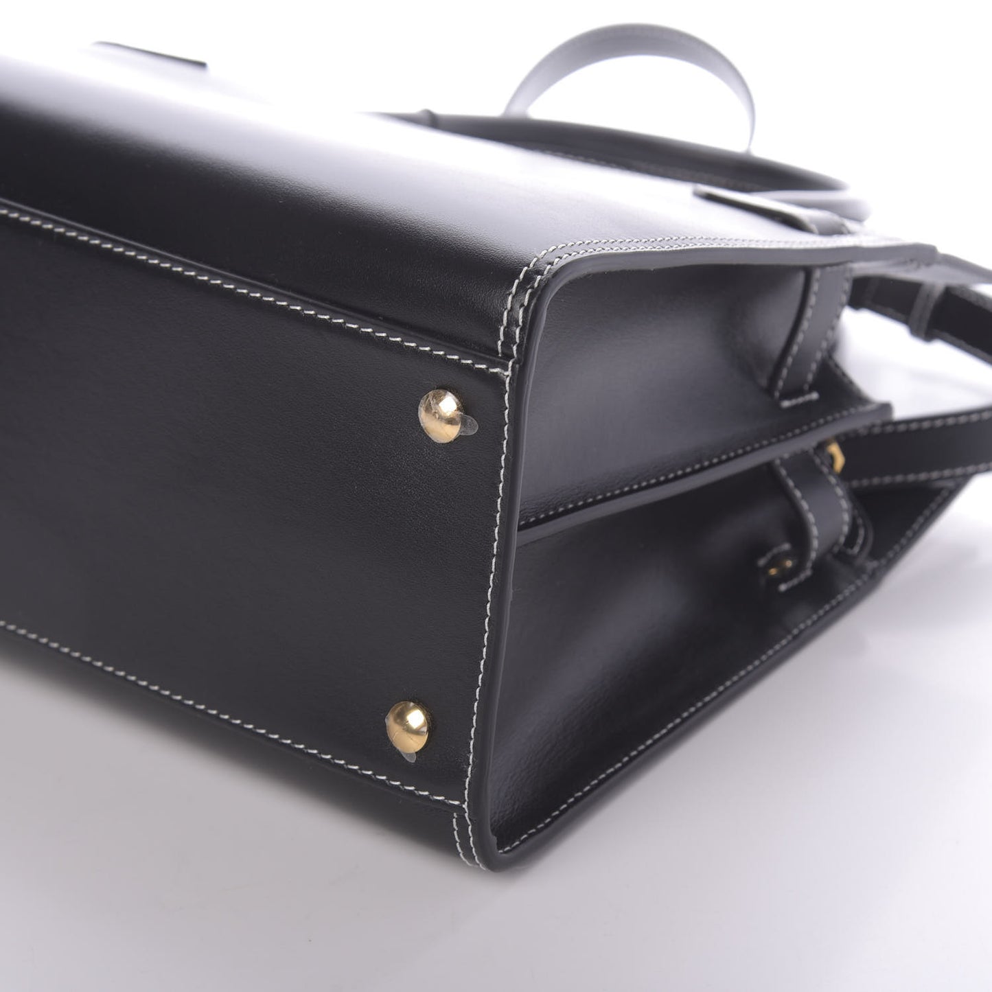 Calfskin Small Two Handle Title Bag Black