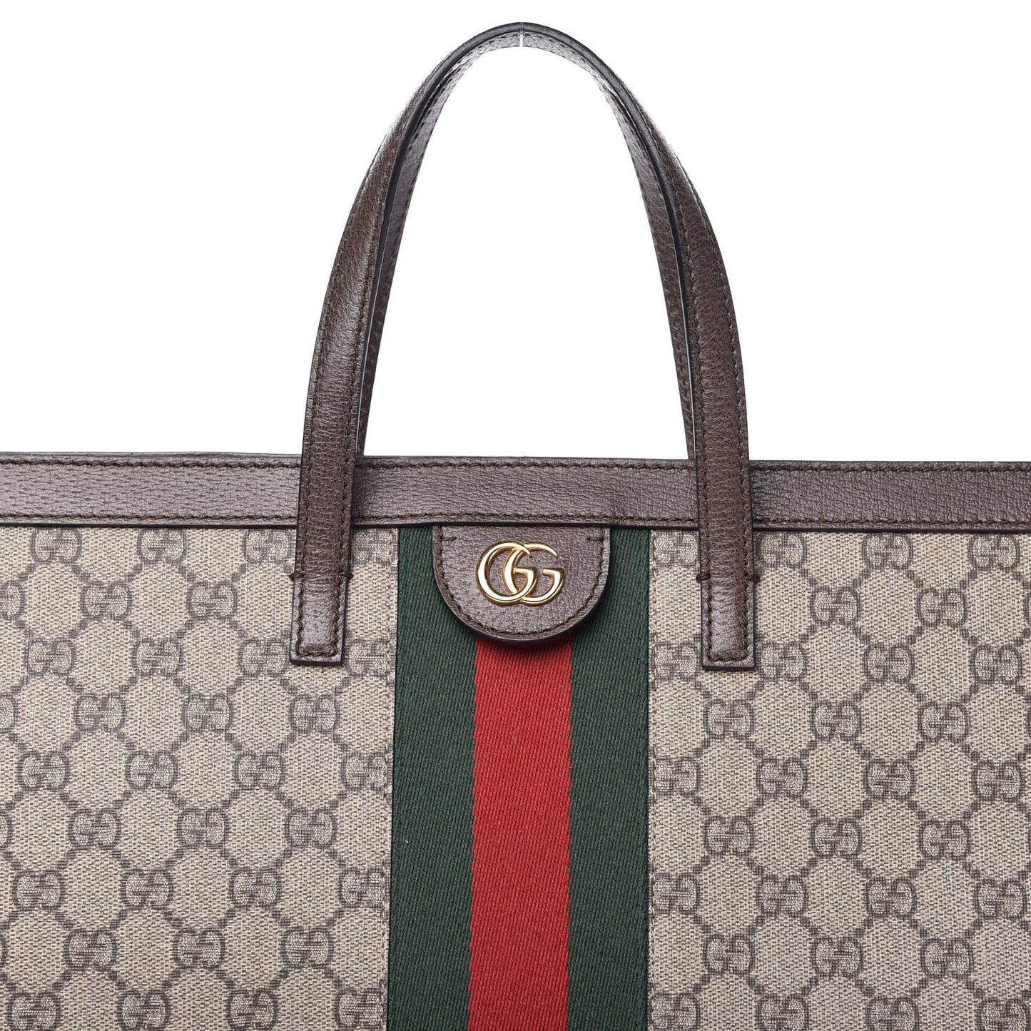 GG Supreme Monogram Web Ophidia Vertical Tote Brown