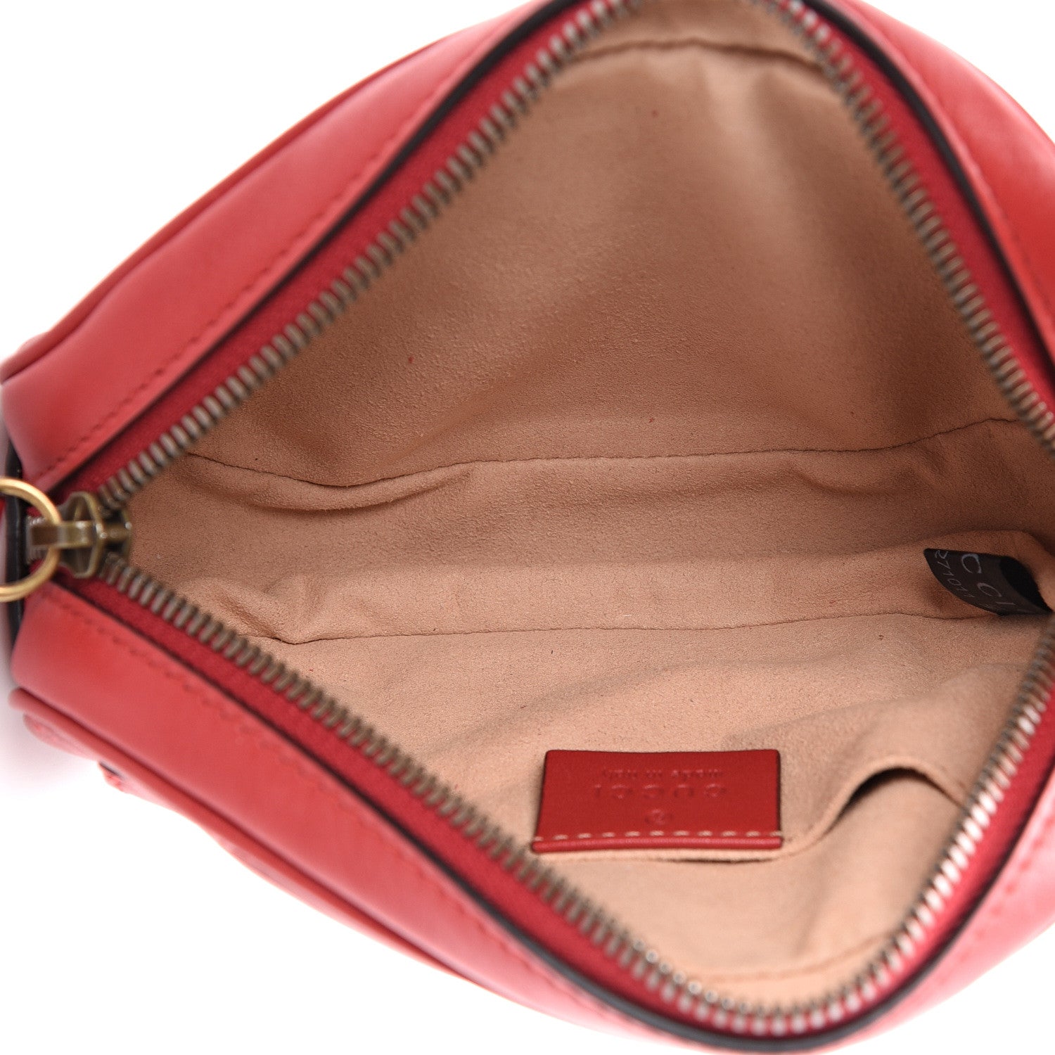 Gucci Calfskin Matelasse GG Marmont Belt Bag 75 30 Hibiscus Red 4 of 14