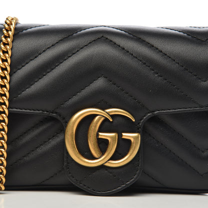Gucci Calfskin Matelasse Super Mini GG Marmont Shoulder Bag Black 10 of 11