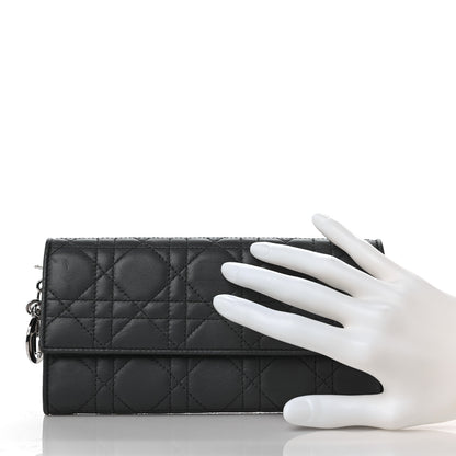 Christian Dior Lambskin Cannage Lady Dior Flap Wallet Grey 2 of 8