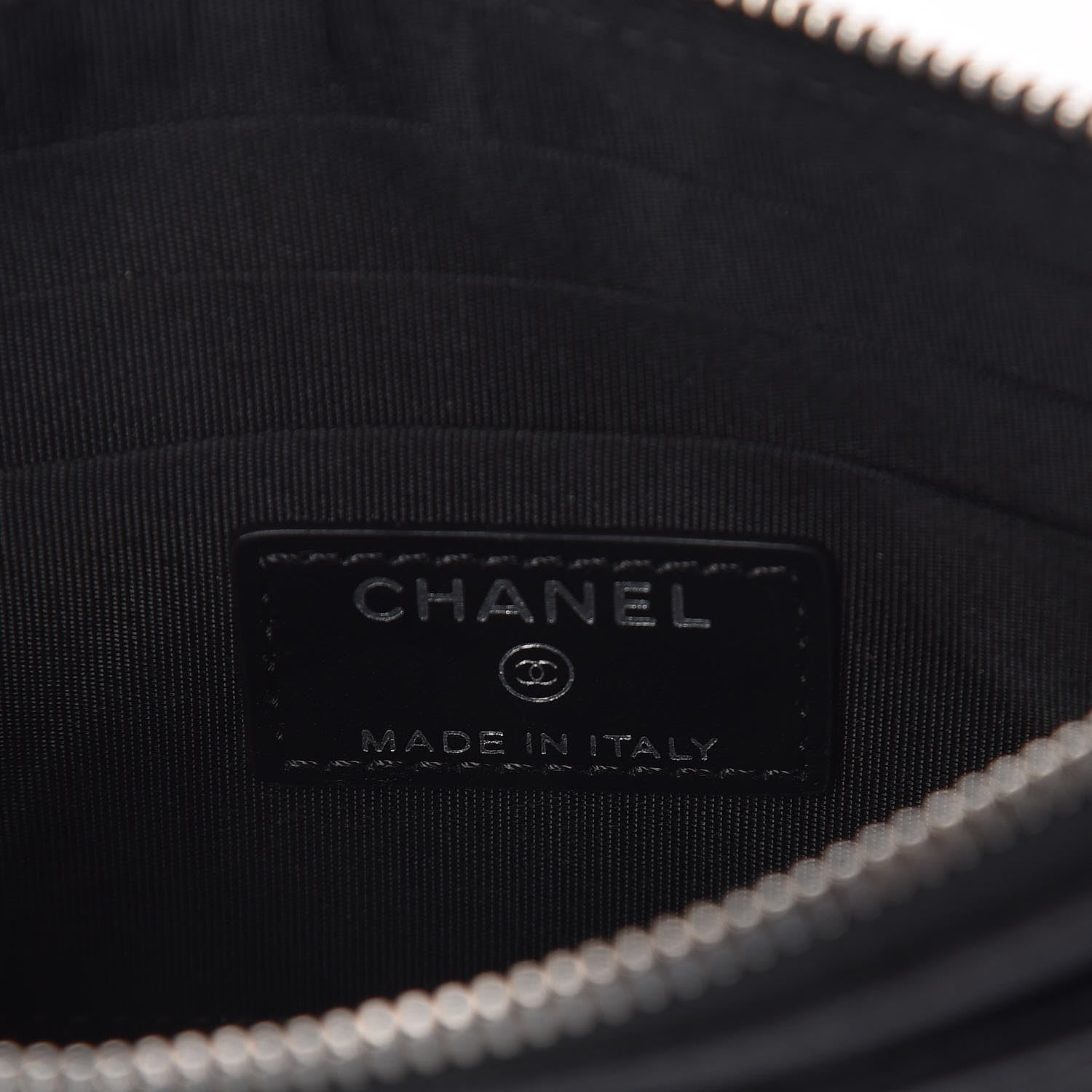 Chanel Goatskin Camellia Embossed Zip Pouch Black 6 of 7