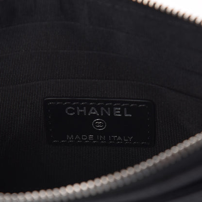 Chanel Goatskin Camellia Embossed Zip Pouch Black 6 of 7