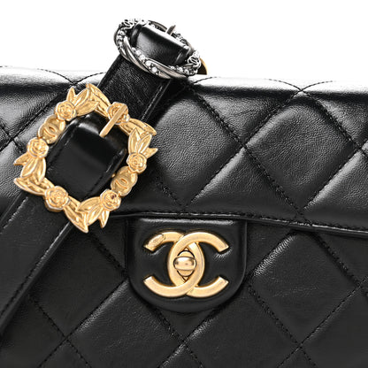 Chanel Shiny Calfskin Quilted Buckle Moon Messenger Black 8 of 10