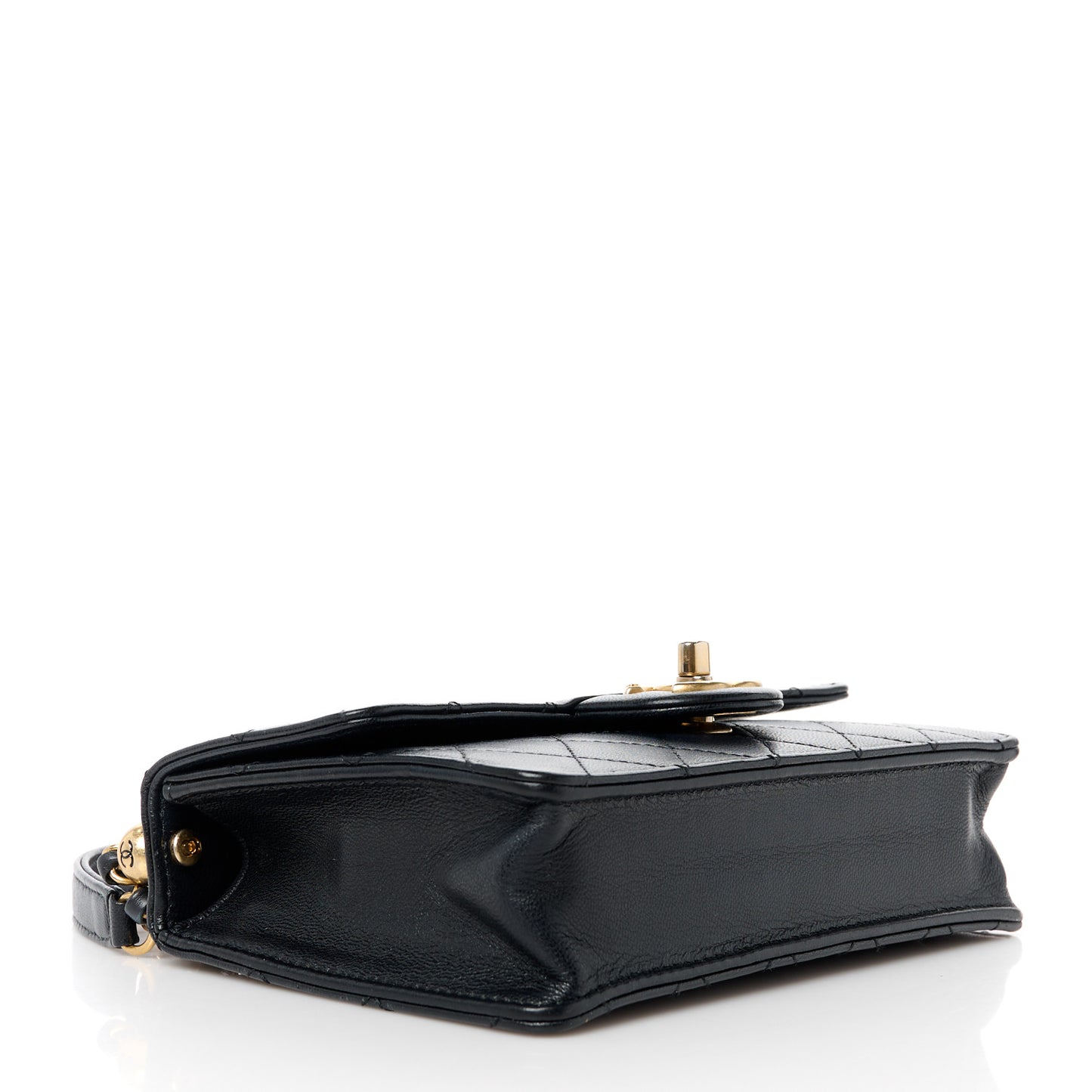 Lambskin Quilted Small Chic Pearls Flap Black
