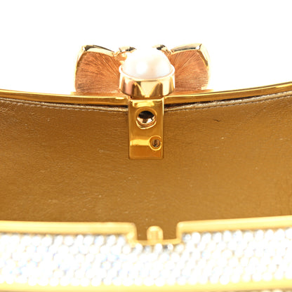 Judith Leiber Swarovski Crystal Butterfly Minaudiere Clutch Silver Gold 12 of 12