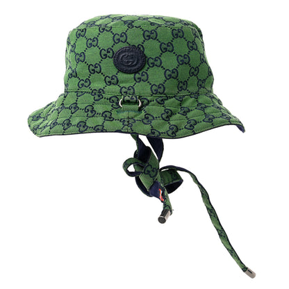 Gucci Monogram Multicolor Reversible Self-Tie Bucket Hat L Green Blue 6 of 12