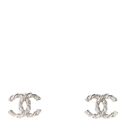 Chanel Crystal CC Twisted Earrings Silver 1 of 5