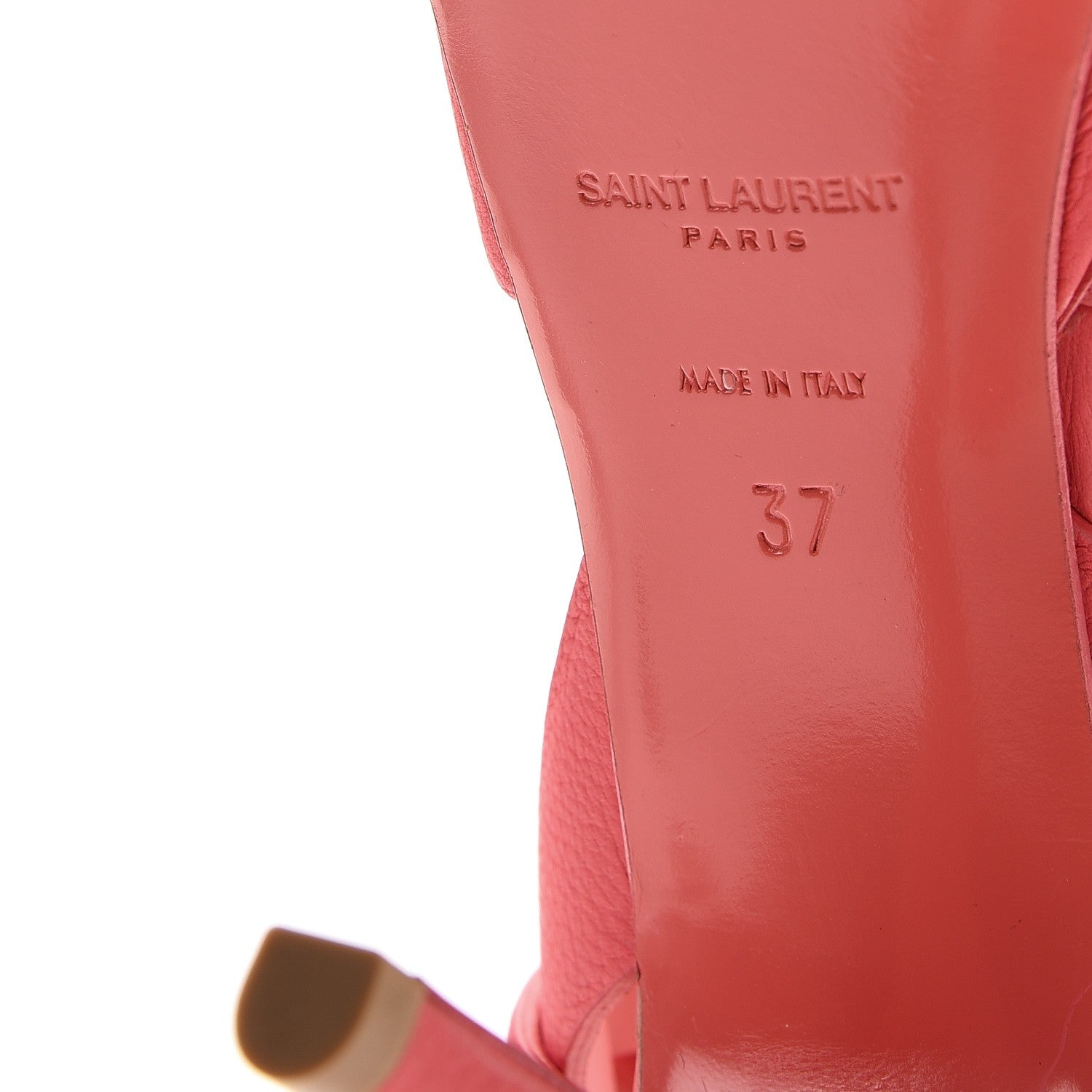 Saint Laurent Grained Calfskin Tribute 75 Platform Sandals 37 Rose Clair 6 of 9