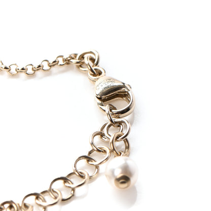 Chanel Pearl Crystal CC Charm Bracelet Light Gold Pink 5 of 5