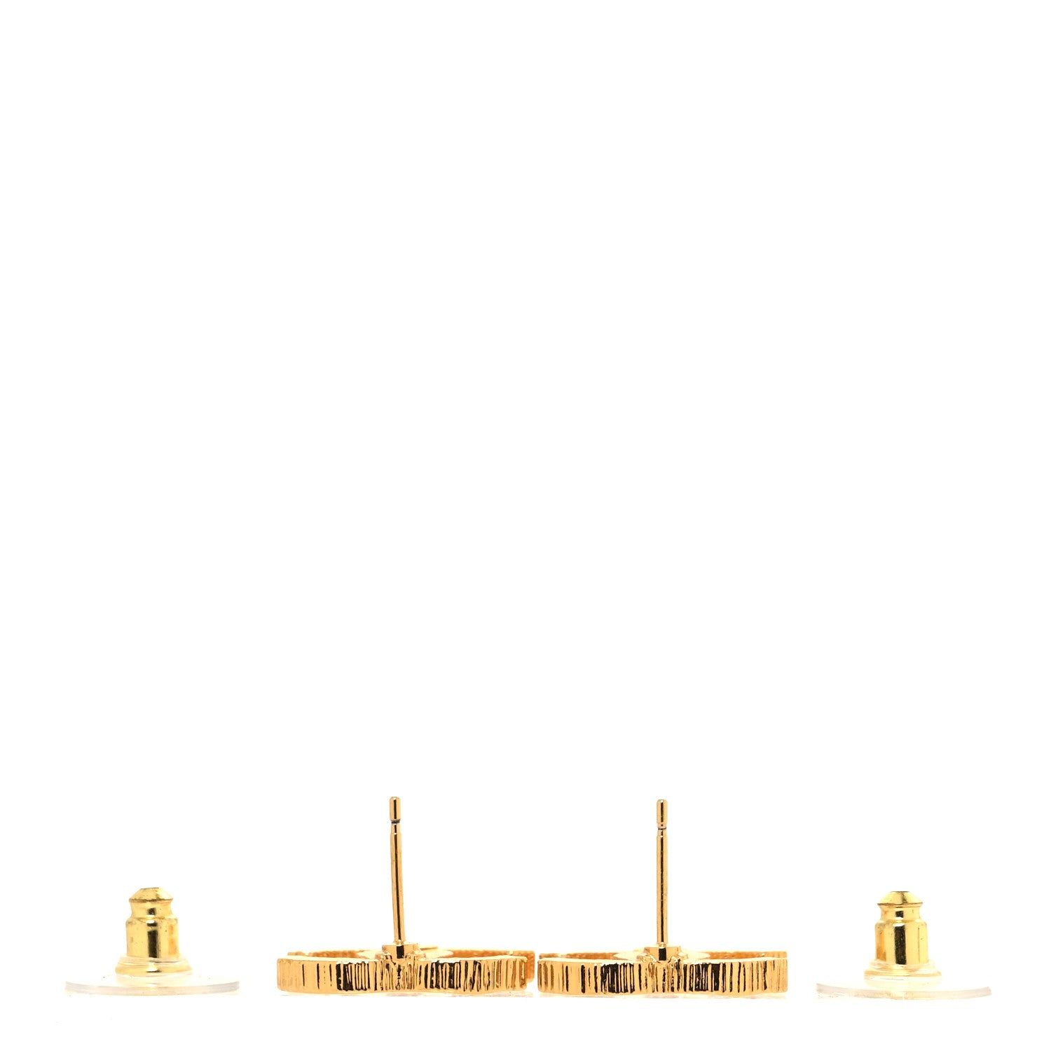 Chanel Metal Textured CC Earrings Gold 3 of 5
