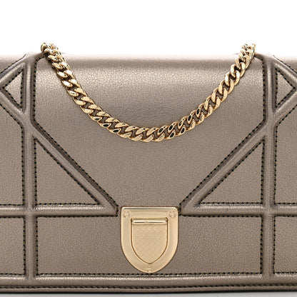 Christian Dior Metallic Calfskin Diorama Wallet on Chain Pouch Black Gold 5 of 9