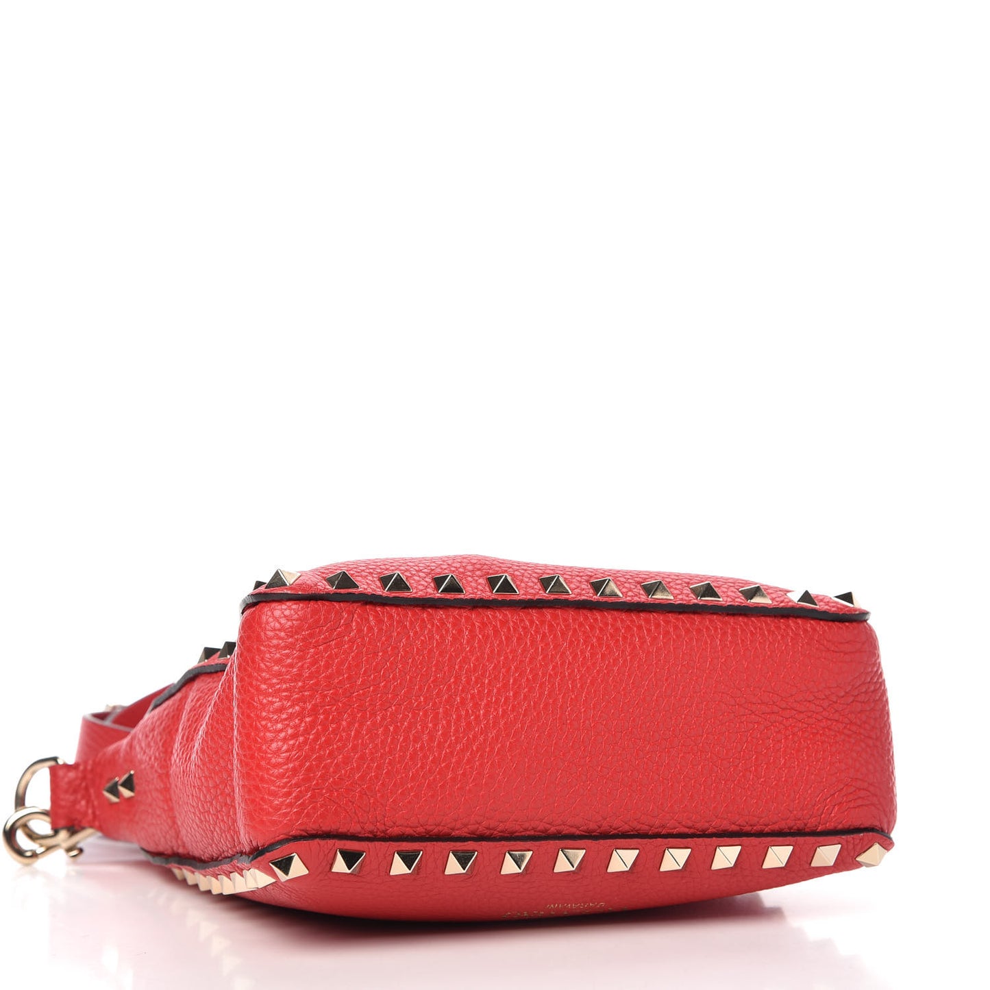 Pebbled Calfskin Mini Rockstud Flip-Lock Messenger Bag Red