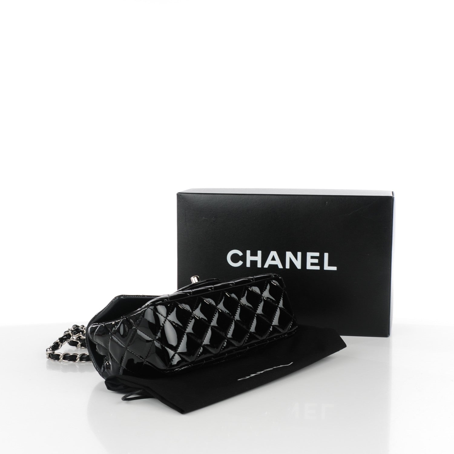 Chanel Patent Calfskin Quilted Mini Rectangular Flap Black 4 of 8