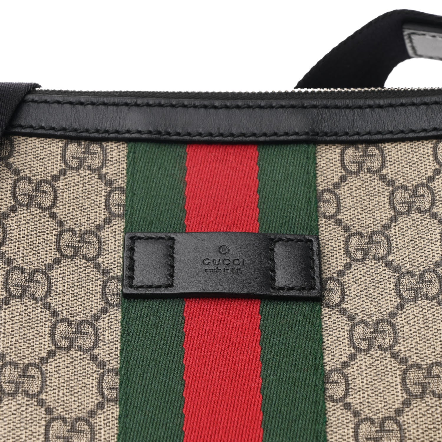 Gucci GG Supreme Monogram Web Messenger Bag Black 8 of 10