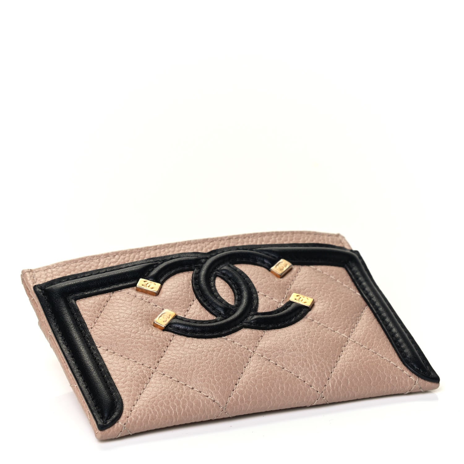 Chanel Caviar Quilted Filigree Card Holder Beige Black 6 of 10